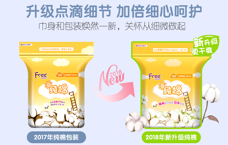 景兴健护Free·飞 纯棉卫生巾 少女们的福利